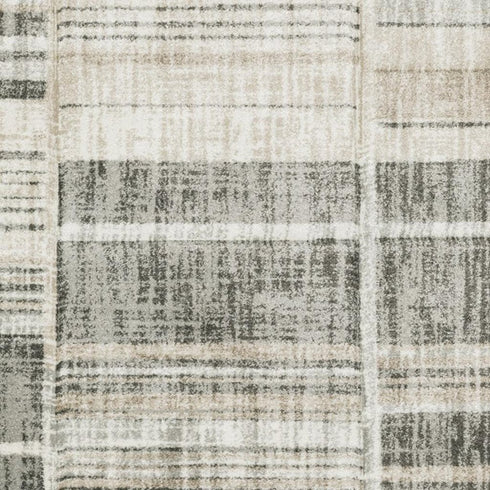 3' X 5' Grey Charcoal Ivory Tan Brown And Beige Geometric Power Loom Stain Resistant Area Rug